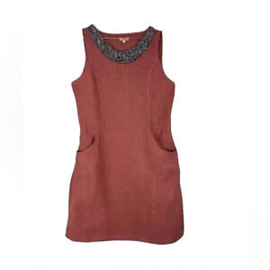 Lina Tomei Linen Beaded Embellished Dress Made in Italy